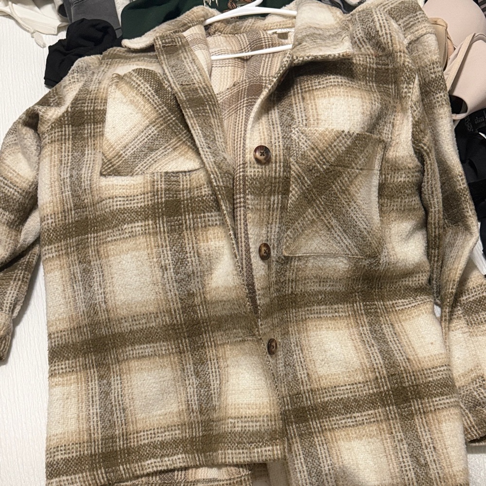 Plaid Women's Jacket in Brown and Cream